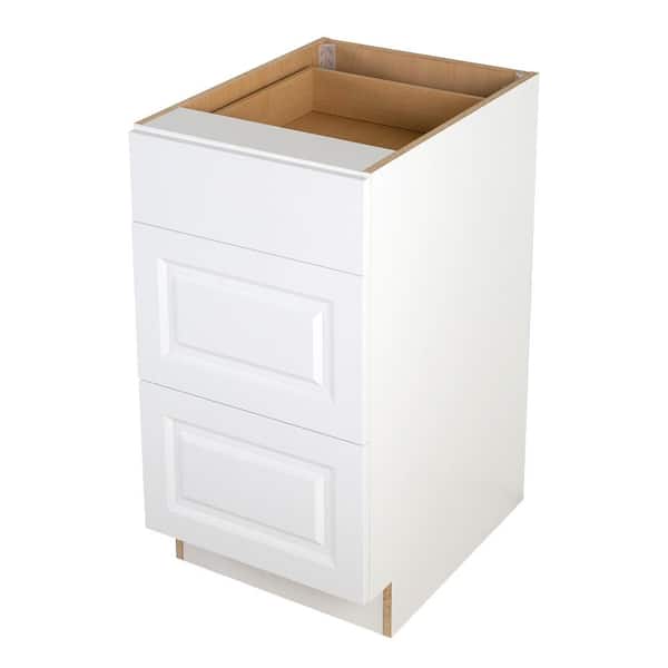 Benton Assembled 18x34.5x24.5 in. Base Cabinet with 3-Soft Close Drawers in White