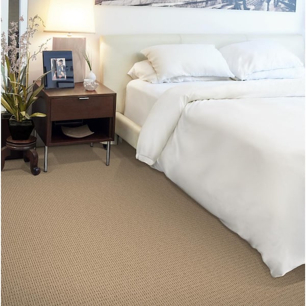 Terrain - Hazelnut - Beige 13.2 ft. 34 oz. Wool Loop Installed Carpet