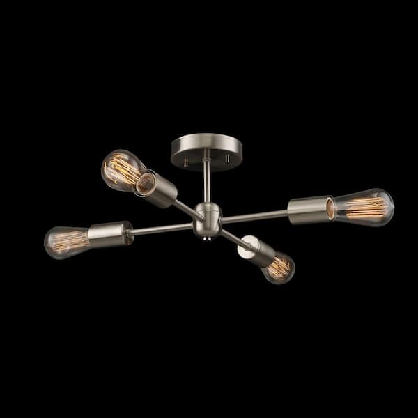 Vane 17 in. 4-Light Brushed Nickel Semi-Flush Mount