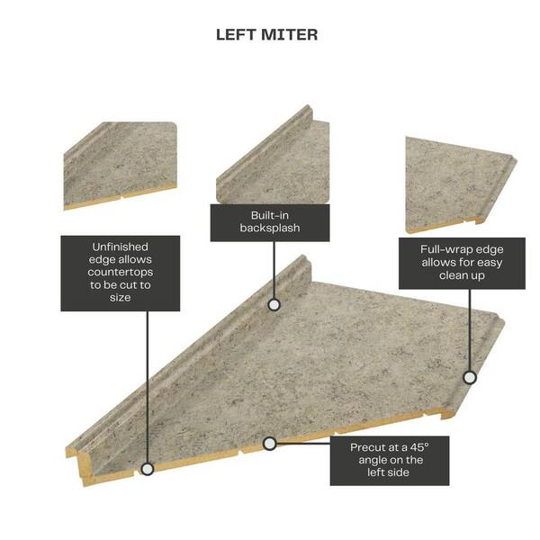 Wilsonart 10 ft. Left Miter Laminate Countertop in Golden Juparana with Full Wrap Ogee Edge and Integrated Backsplash