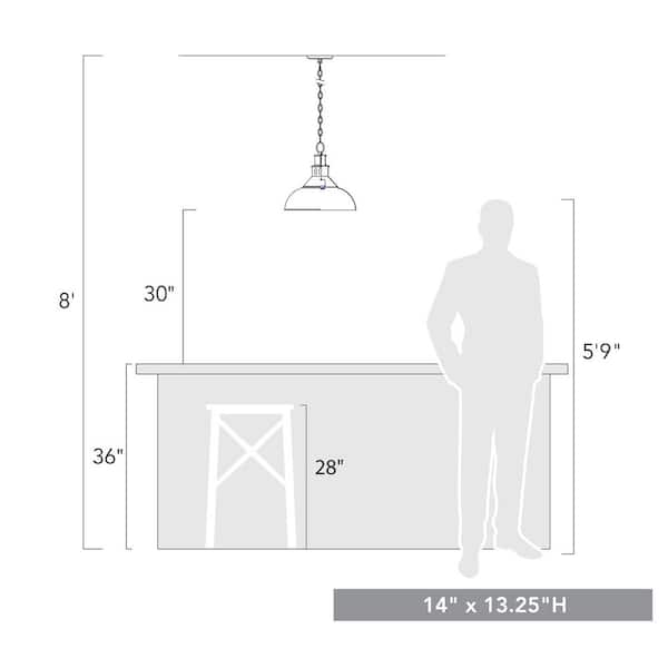 Kinsley 1-Light Aged Galvanize Steel Standard Pendant
