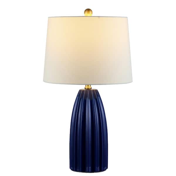 Kayden 25. 5 in. Navy Blue Table Lamp with White Shade