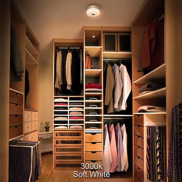 Spin Light 7 in. Closet Light LED Flush Mount Ceiling Light w/ Pull Chain Brushed Nickel Accent Clothes Closet Rated