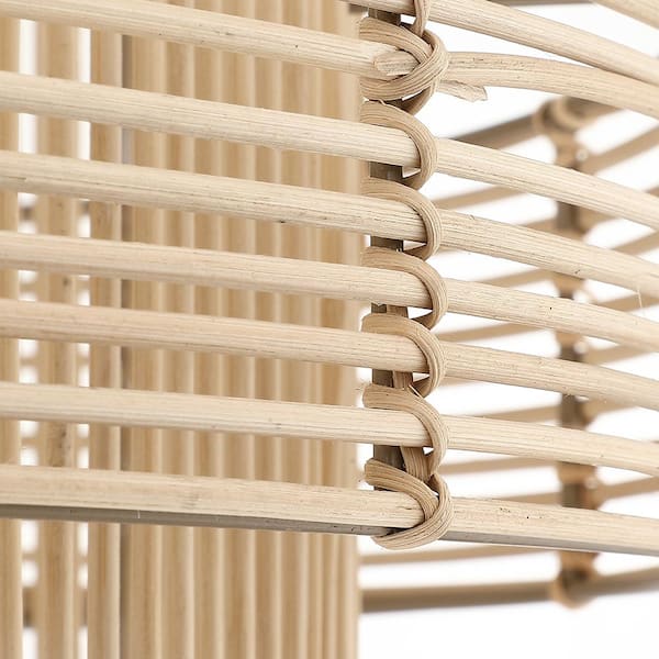 Saturn 22 in. 4-Light Brass Modern Bohemian Chandelier with Natural Rattan Shade