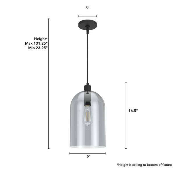 Lochemeade 1 Light Natural Iron Pendant with Smoked Glass Shade Kitchen Light