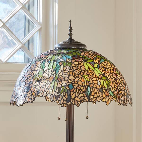 Valencia 31 .75 in. Antique Bronze Laburnum Tiffany-Style Stained Glass Table Lamp