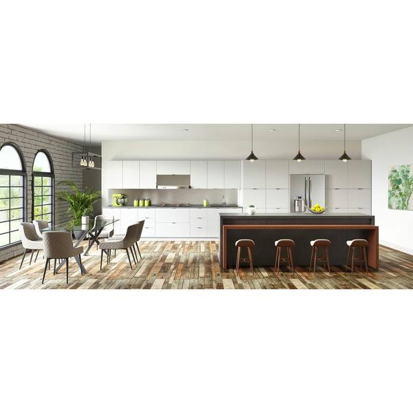 Fairhope Glacier White Slab Assembled Pantry Kitchen Cabinet (30 in. W x 89.5 in. H x 24 in. D)