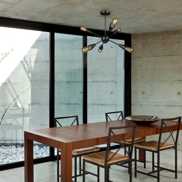 Emmanuelle 19.25 in. 6-Light Matte Black Semi-Flush Mount Ceiling Light