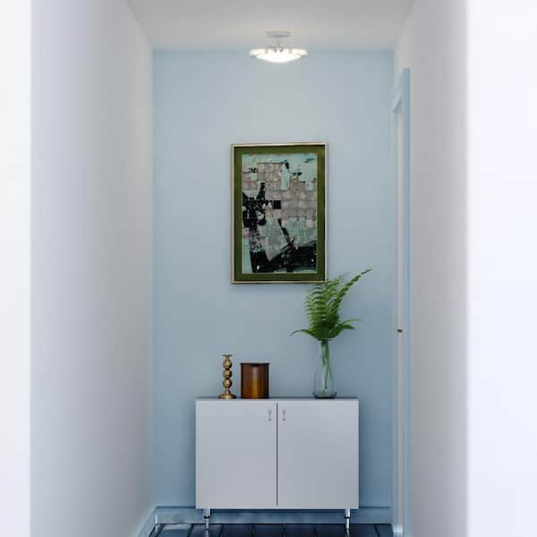 Clara 12.25-in W Integrated LED Satin Nickel Crystal Glam Semi Flush Mount Ceiling Light