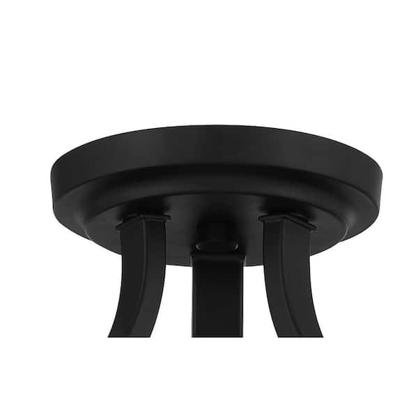 Shyloh 15.5 in. 3-Light Black Semi-Flush Mount to Chandelier with Clear Seeded Glass Shades