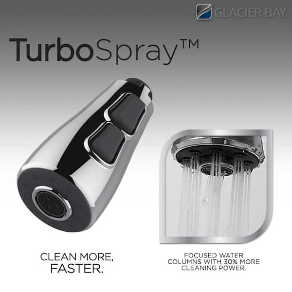 Mandouri Single-Handle Spring Neck Pull-Down Sprayer Kitchen Faucet with Soap Dispenser in Polished Chrome