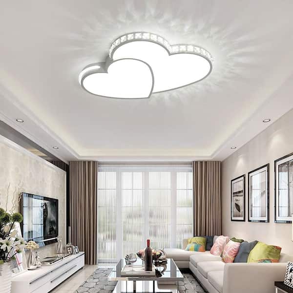 20 in. 1-Light White Integrated LED Flush Mount Heart Shape Design Ceiling Light