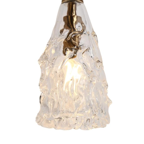Transitional Bathroom Bell Wall Sconce 1-Light Plating Brass Bedroom Wall Light with Crystal Shade