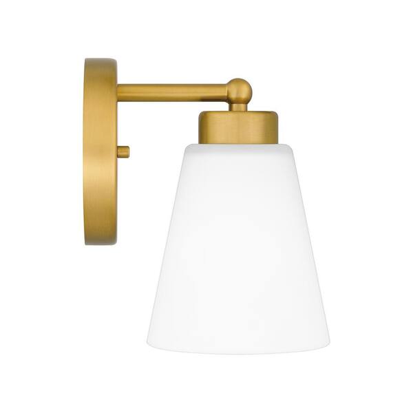 Eastburn 1-Light Gold Wall Sconce with Frosted Glass Shade
