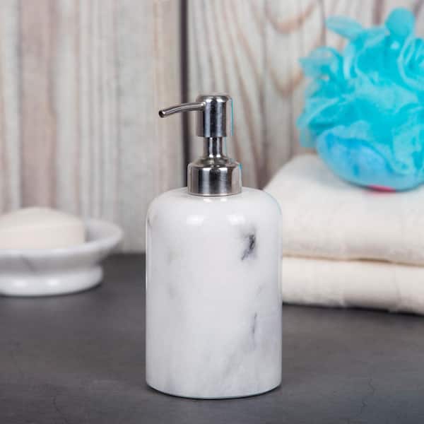 Natural Marble SPA Collection Liquid Hand Soap Lotion Dispenser for Bathroom Countertop Kitchen Sink Off-White