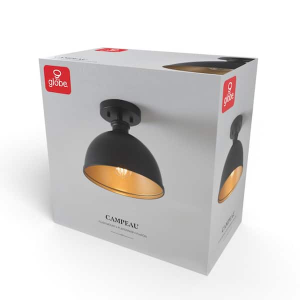 Tallulah 10 in. 1-Light Matte Black Semi-Flush Mount