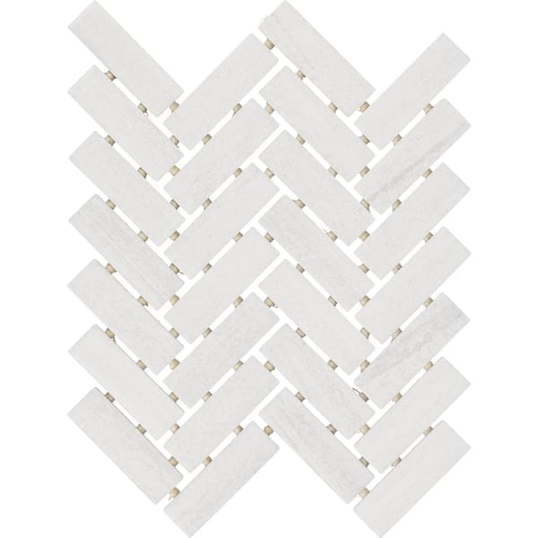 Modern Renewal Parchment 9 in. x 12 in. Glazed Ceramic Herringbone Mosaic Tile (0.6 sq. ft./Each)
