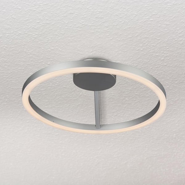 Zuben 20 in. 33-Watt Silver ETL Certified Integrated LED Semi Flush Mount Modern Circular Ceiling Fixture