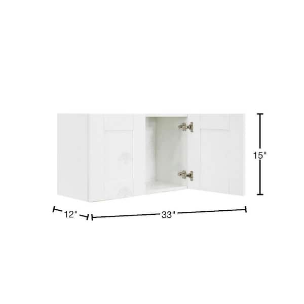 Anchester Assembled 33x15x12 in. 2-Door Wall Cabinet with no Shelf in Classic White
