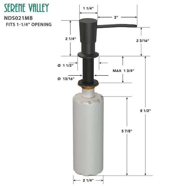 Kitchen Soap Dispenser, Solid Brass Construction with Refill-From-Top Capacity