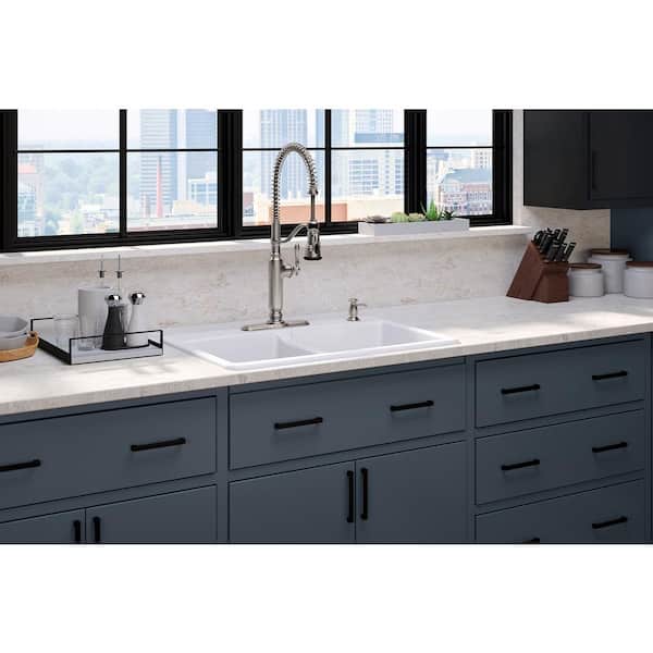 Brookfield 33 in. Drop-in Double Bowl Cast Iron Kitchen Sink with Sound Dampening