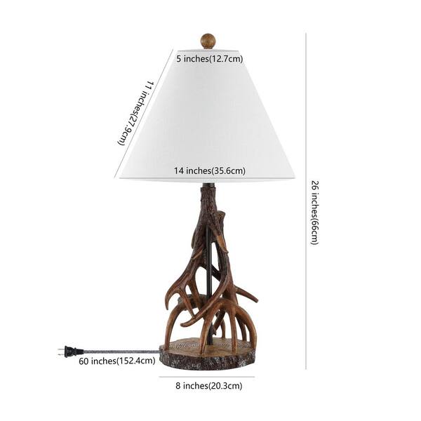 Cabell 26 in. Brown/White Farmhouse Rustic Iron LED Table Lamp