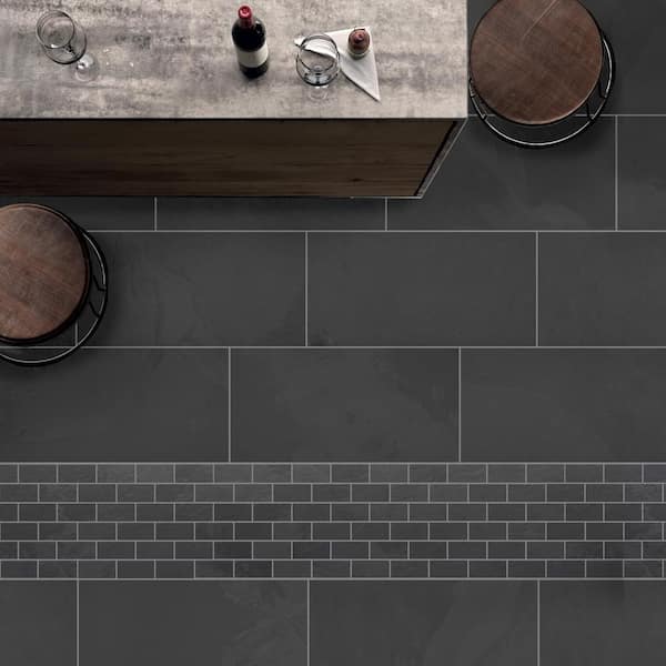 Galactic Slate Black 12 in. x 24 in. Matte Porcelain Floor and Wall Tile (136.20 sq. ft./Pack)