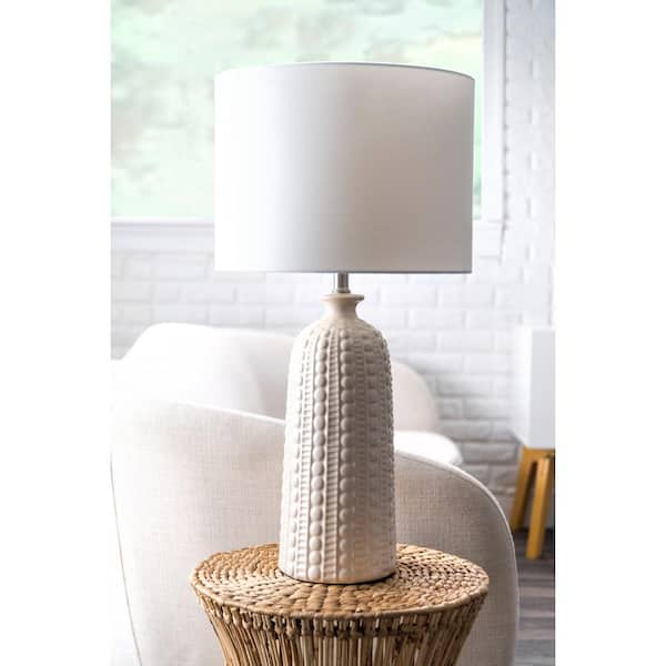 Flint 30 in. Cream Transitional Table Lamp with Shade