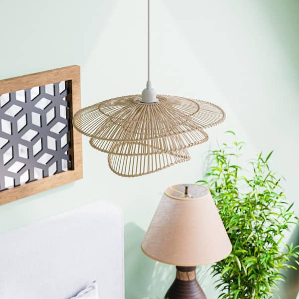 Wilby 1-Light Natural Tiered Pendant Chandelier with Rattan Shade