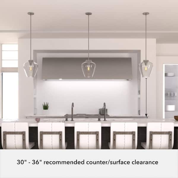 Vidria 1 Light Brushed Nickel Pendant with Glass Shade Kitchen Light