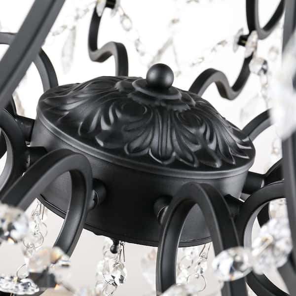 Atlanta 10-Light Black Candle Style Classic/Traditional Chandelier with Crysta Accents