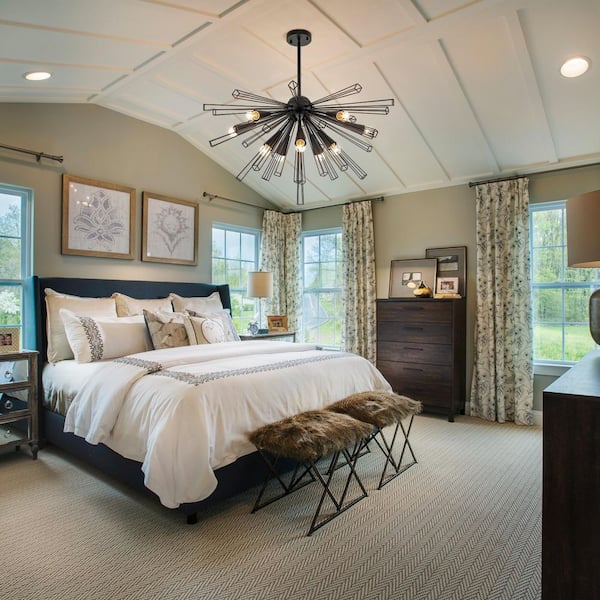 Aquin 10-Light Black Modern Geometric Sputnik Chandelier