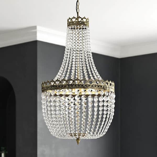 Cheyenne 5-Light Untique Bronze Unique/Statement Empire Chandelier with Crystal Accents