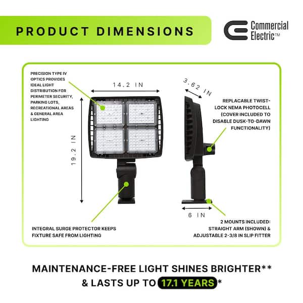 400W Equivalent Integrated LED Commercial Bronze Dusk to Dawn Area Light, 21,000 Lumens, 4000K