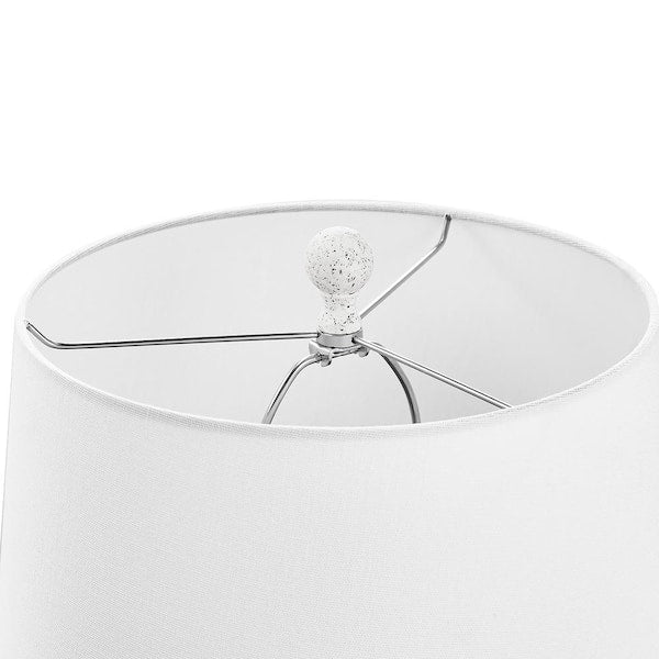 23 in. Light Gray Farmhouse and Rustic Ceramic Bedside Table Lamp