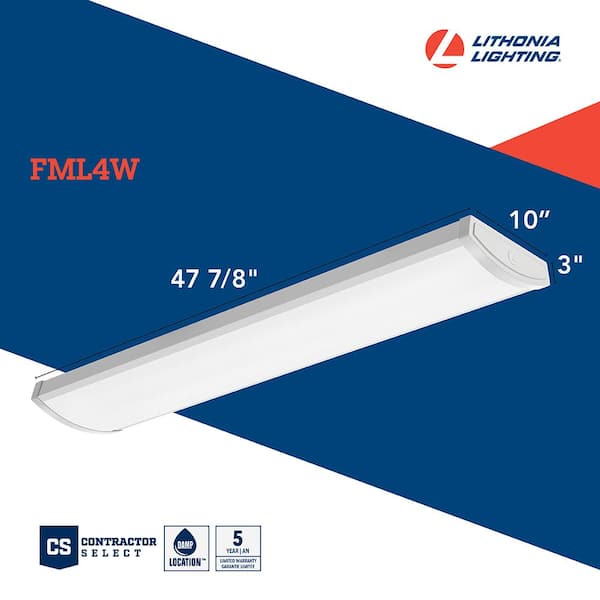 FML4W 4 ft. 4000/5000/6000 Lumens Integrated LED Dimmable White Wraparound Light, 4000K