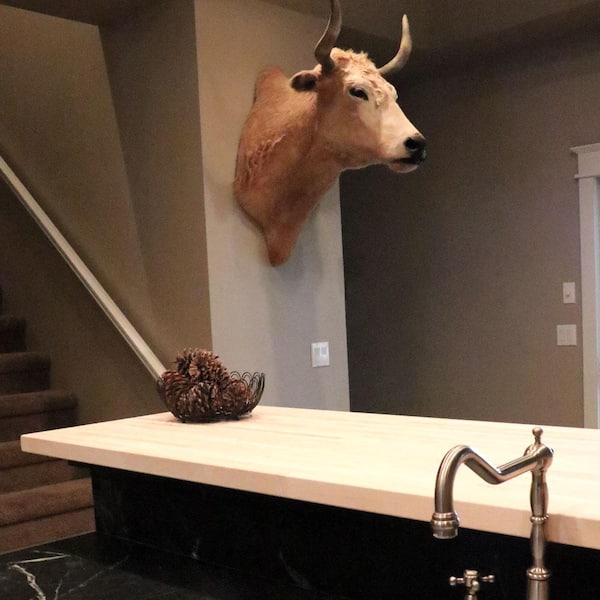 8 ft. L x 25 in. D Unfinished Maple Solid Wood Butcher Block Countertop With Eased Edge