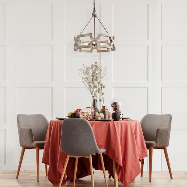 Drum Wood Chandelier, Large Brown Round Island Pendant Light Farmhouse Chandelier Rustic Dining Room Chandelier