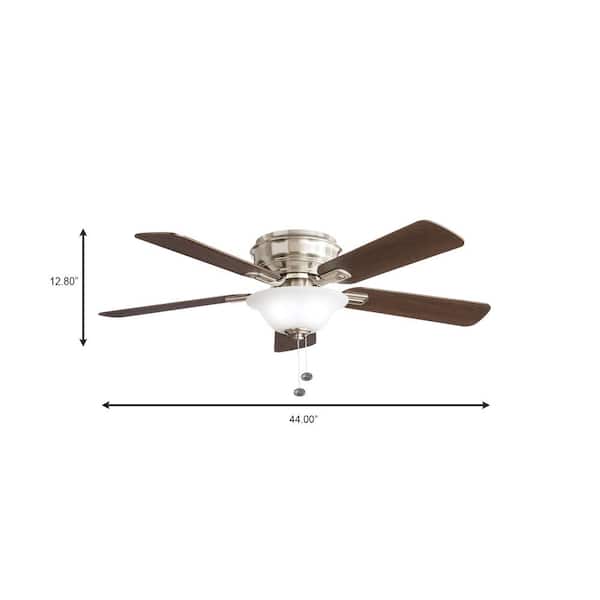 Hawkins III 44 in. LED Indoor Brushed Nickel Flush Mount Ceiling Fan with Light