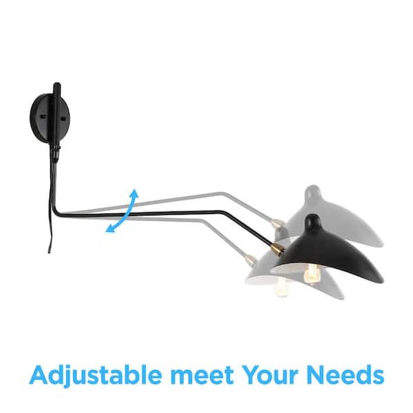 Frank 8.5 in. Black Iron Retro LED Swing Wall Sconce