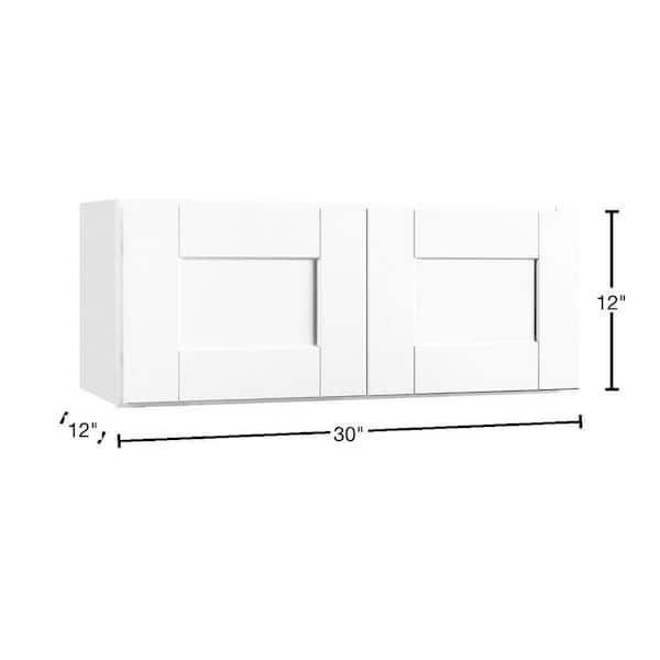 Shaker 30 in. W x 12 in. D x 12 in. H Assembled Wall Bridge Kitchen Cabinet in Satin White