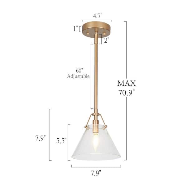 Modern Mini Pendant Light, 1-Light Gold Kitchen Island Pendant Light with Seeded Glass Shade