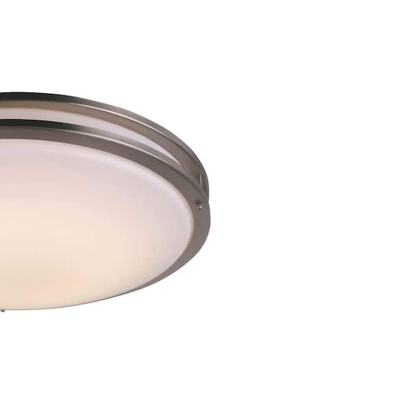 1-Light Integrated LED Flush Mount Ceiling Light in Brushed Nickel