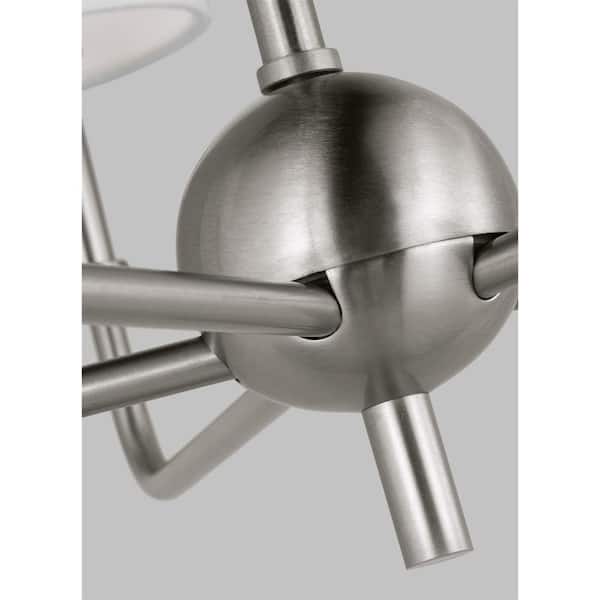 Foxdale 5-Light Brushed Nickel Chandelier with White Linen Fabric Shades