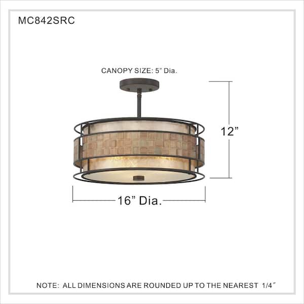 Laguna 3-Light Renaissance Copper Semi-Flush Mount