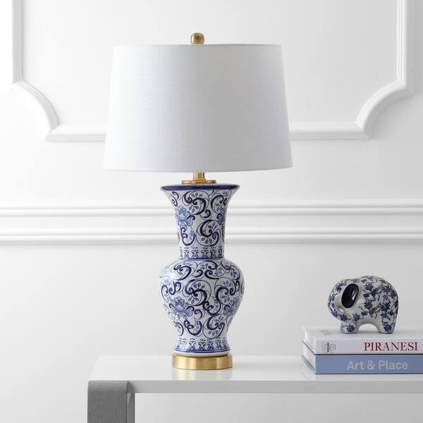 Leo 28.5 in. Blue/White Chinoiserie Table Lamp