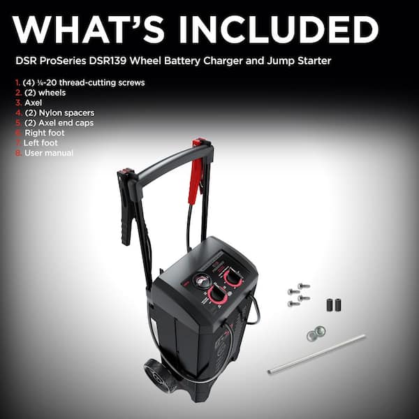 DSR ProSeries Automotive 6-Volt/12-Volt 225-Amp Manual Wheel Battery Charger and Jump Starter