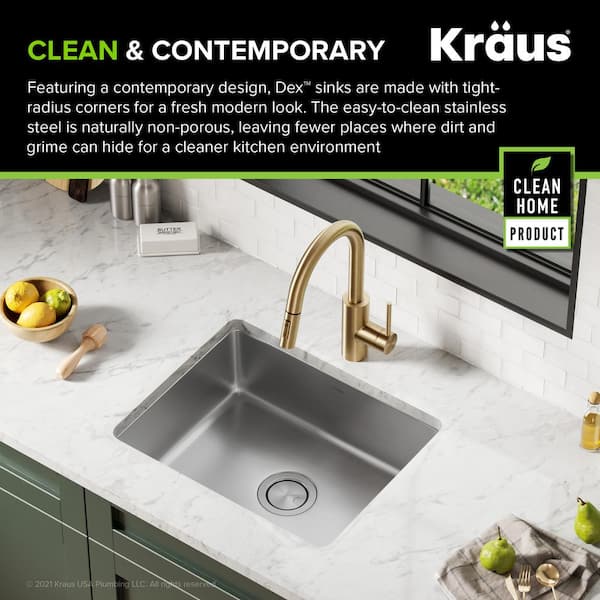 Dex 21 in. Undermount 16-Gauge Stainless Steel Single Bowl Kitchen Sink