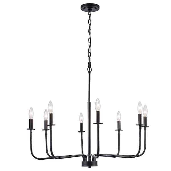 8-Light Black Candle Chandelier Light Fixture