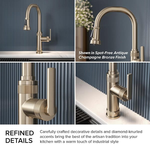 Allyn Industrial Pull-Down Single Handle Kitchen Faucet in Spot-Free Stainless Steel